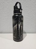 Black Starry Night 32oz Water Bottle - Full Wrap Laser Engraved Drinkware