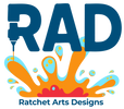 Ratchet Arts Designs logo handcrafted laser engraving and hand painted art in the Dallas-Fort Worth area, Texas
